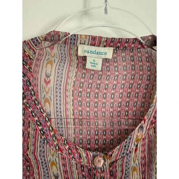 Sundance Womens Gemini Top Blouse Button Down Boho Sheer Size S - Picture 6 of 10
